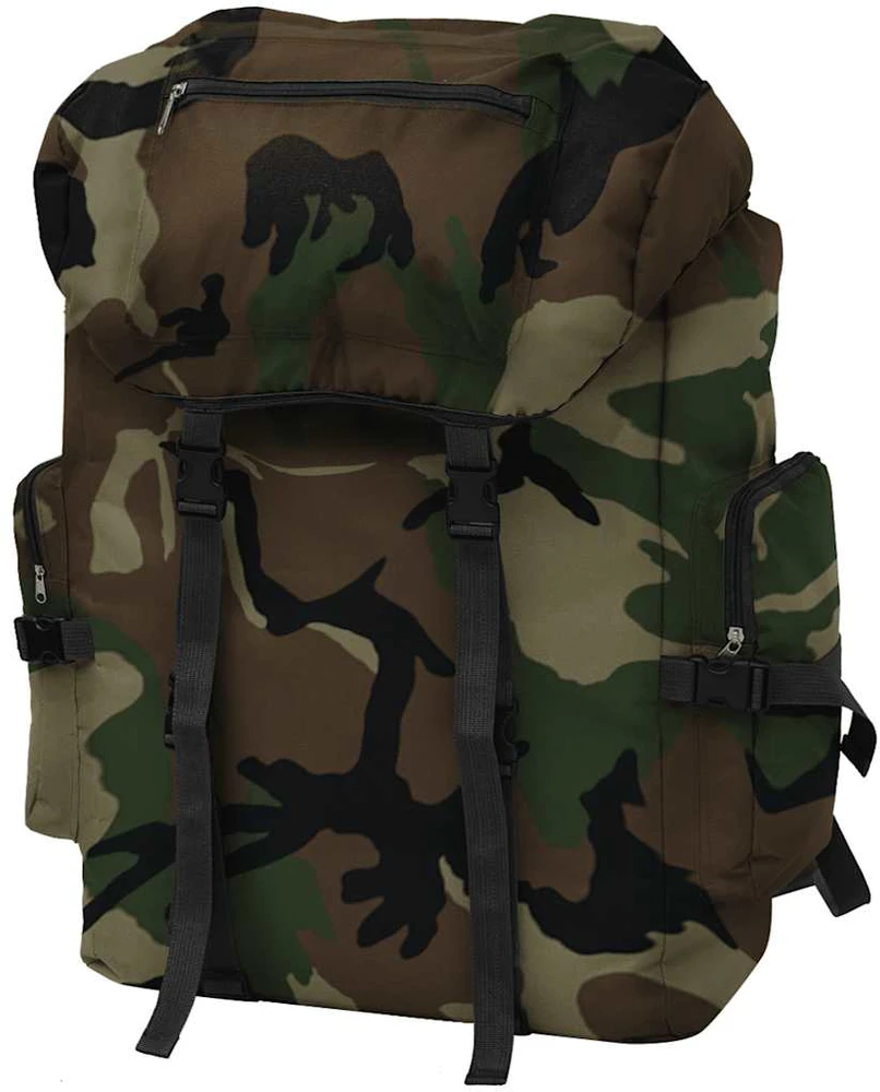 Militaristinio stiliaus kuprinė, 65 l, kamufliažo spalvos