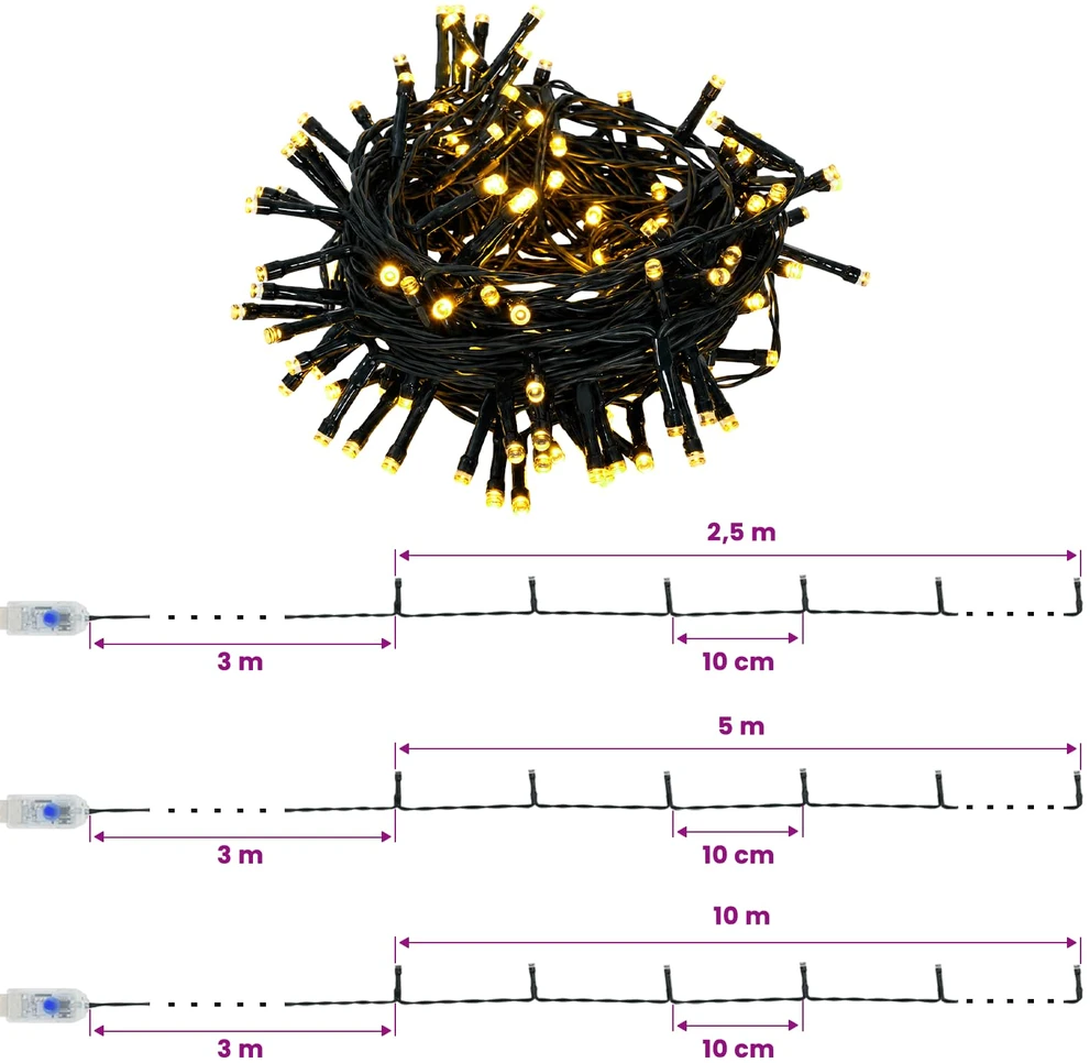 Mini kalėdinių eglučių rinkinys 120 cm 275 LED Šilta balta