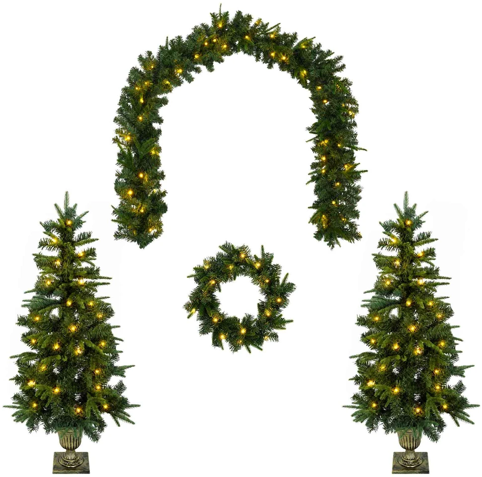Mini kalėdinių eglučių rinkinys 120 cm 275 LED Šilta balta