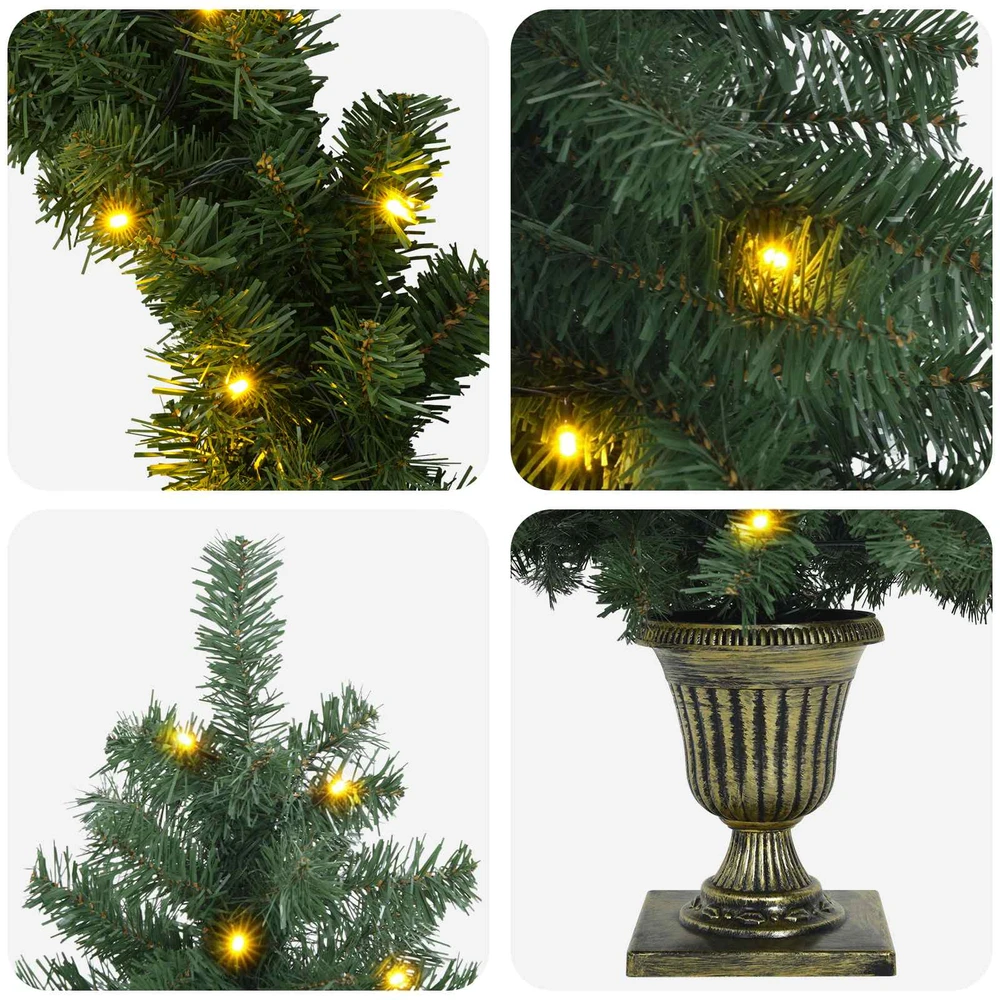 Mini kalėdinių eglučių rinkinys 120 cm 275 LED Šilta balta PVC