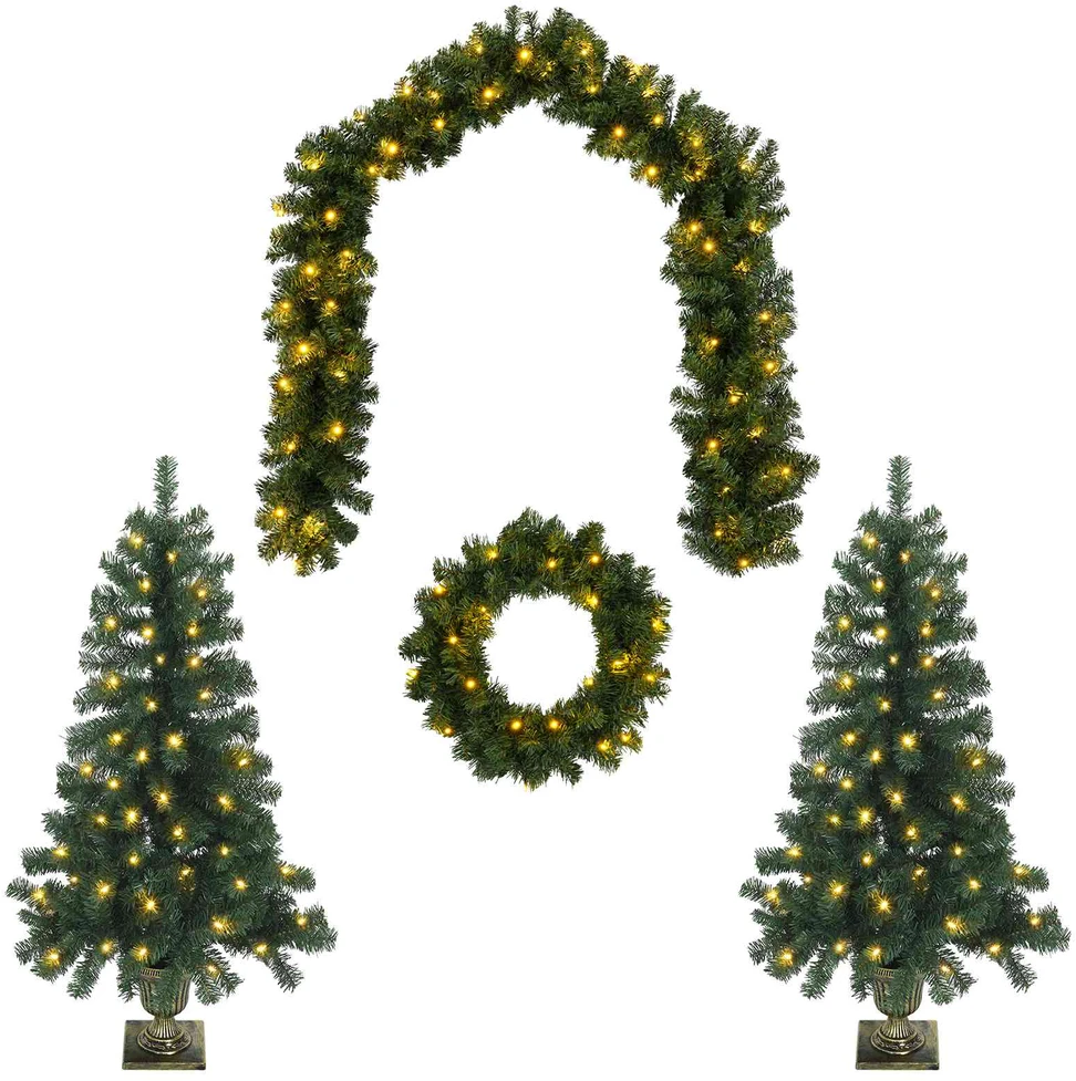 Mini kalėdinių eglučių rinkinys 120 cm 275 LED Šilta balta PVC