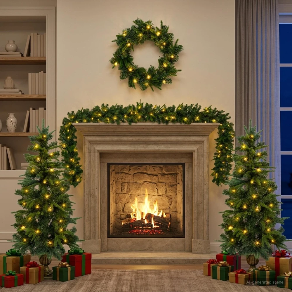 Mini kalėdinių eglučių rinkinys 120 cm 275 LED Šilta balta