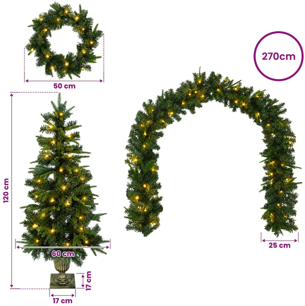 Mini kalėdinių eglučių rinkinys 120 cm 275 LED Šilta balta