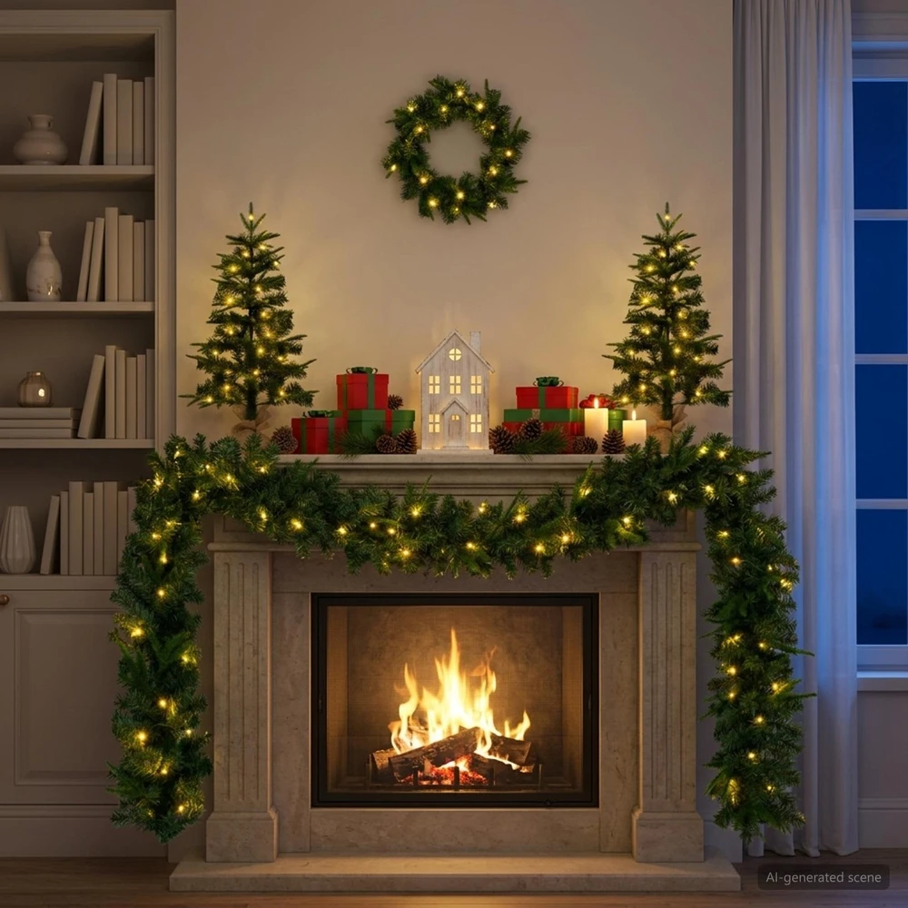Mini kalėdinių eglučių rinkinys 45 cm 125 LED Šilta balta