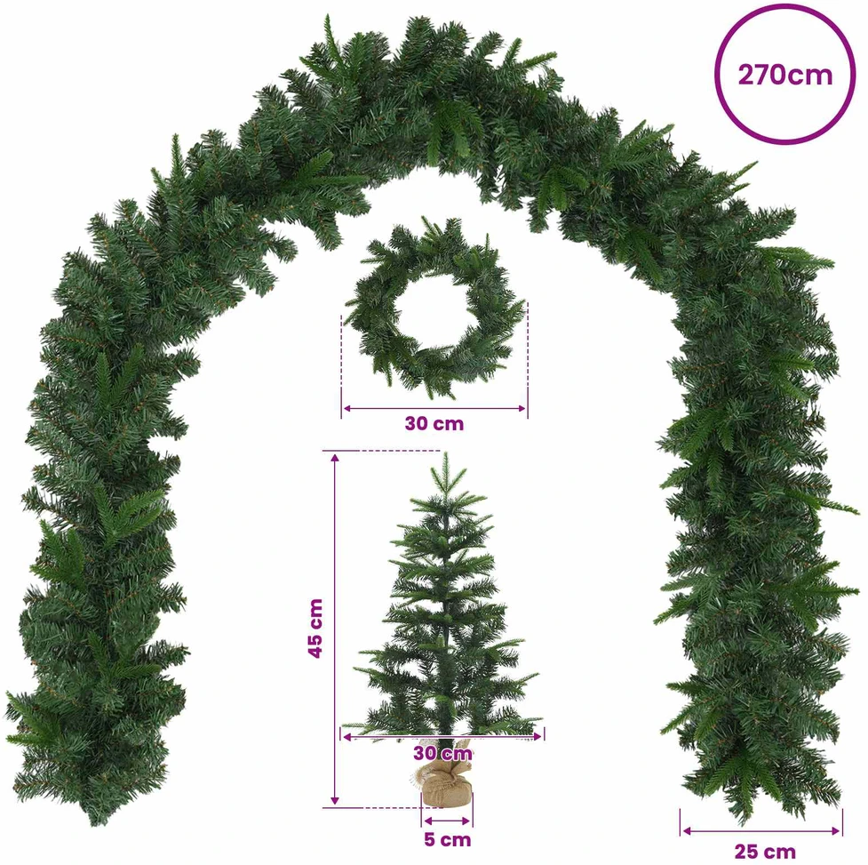 Mini kalėdinių eglučių rinkinys 45 cm PVC ir PE Žalia