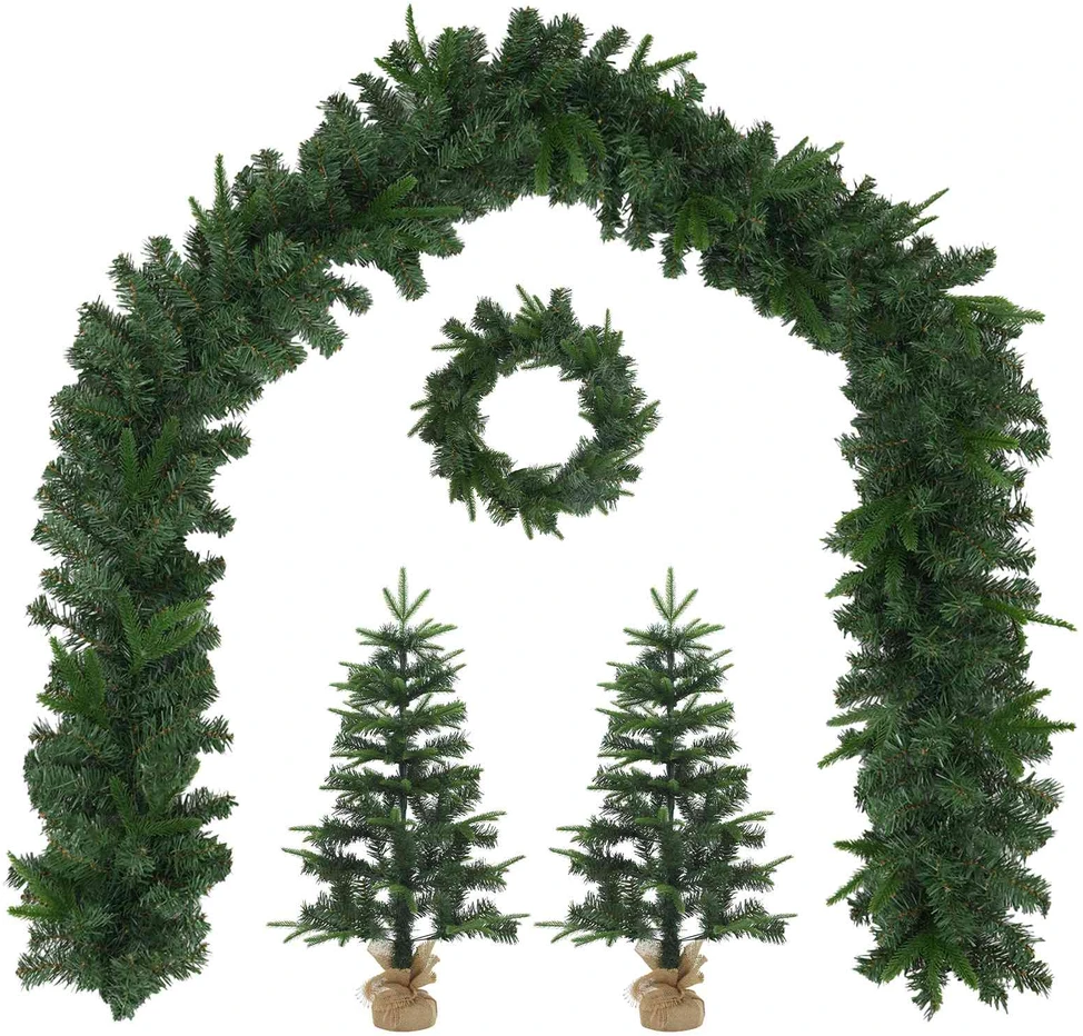 Mini kalėdinių eglučių rinkinys 45 cm PVC ir PE Žalia
