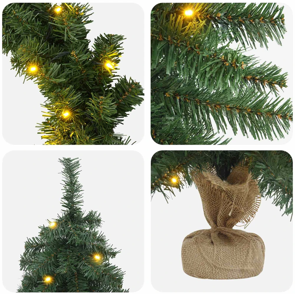 Mini kalėdinių eglučių rinkinys 60 cm 125 LED Šilta balta PVC