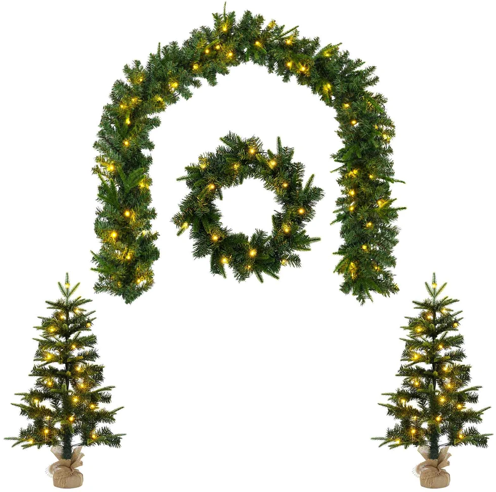 Mini kalėdinių eglučių rinkinys 60 cm 125 LED Šilta balta