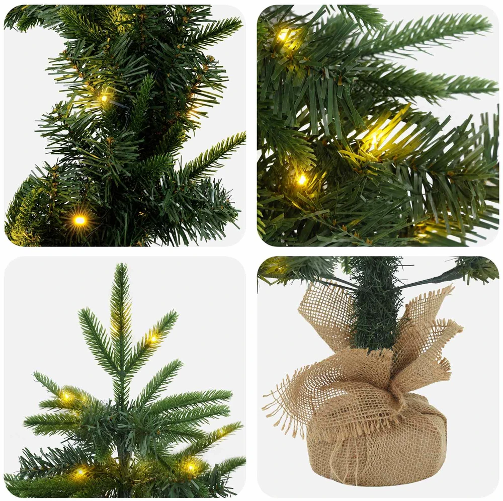 Mini kalėdinių eglučių rinkinys 60 cm 125 LED Šilta balta
