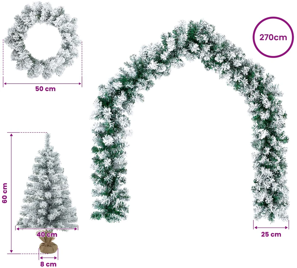 Mini kalėdinių eglučių rinkinys 60 cm PVC Žalia ir balta