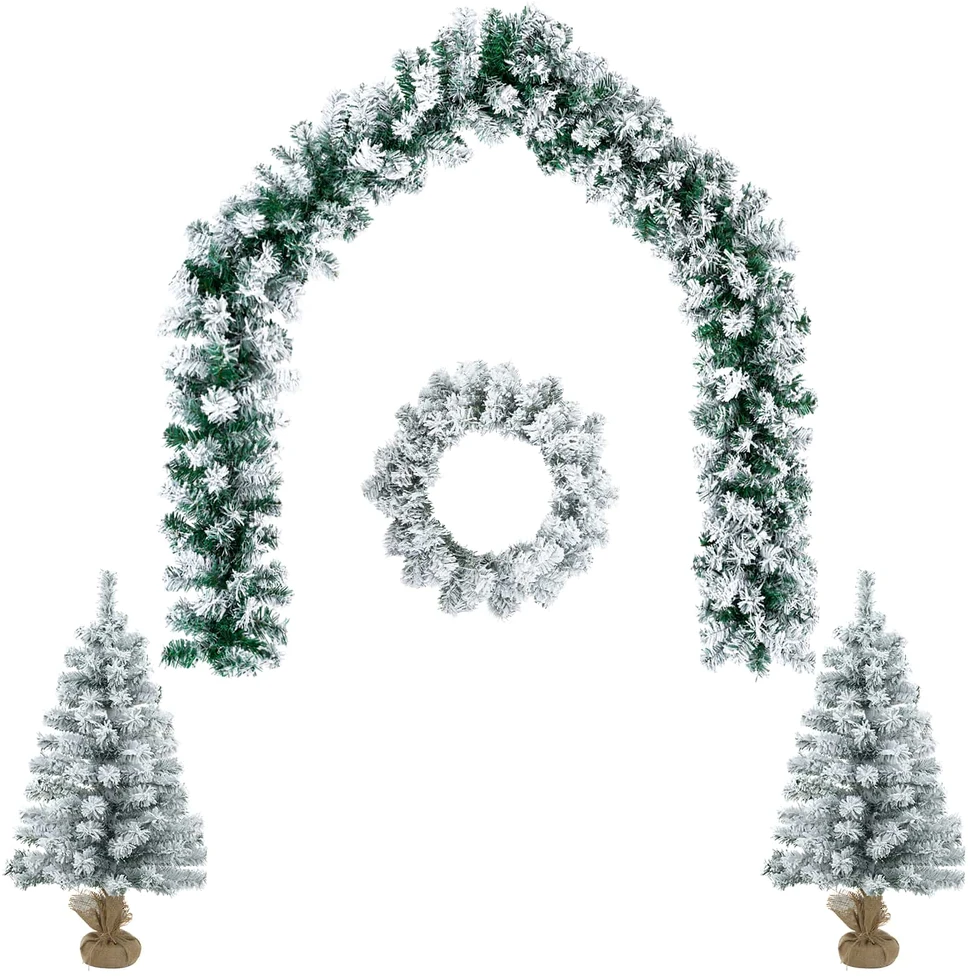 Mini kalėdinių eglučių rinkinys 60 cm PVC Žalia ir balta
