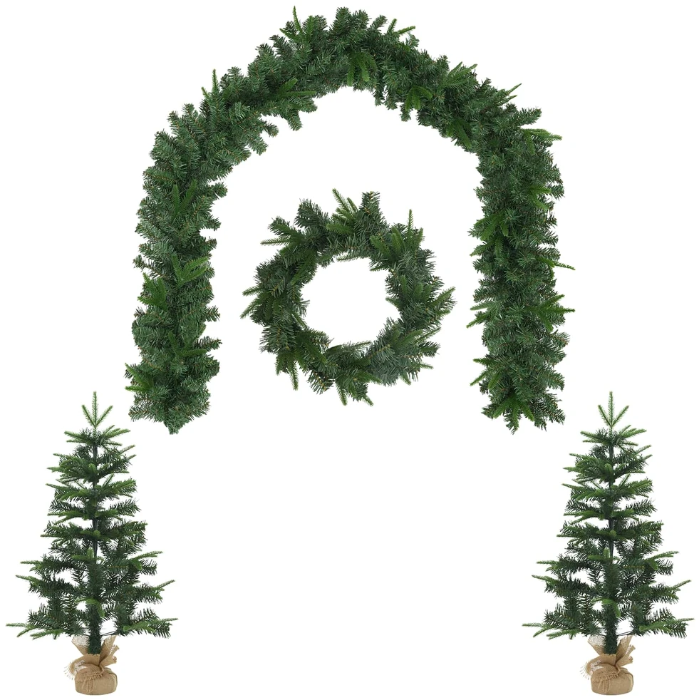 Mini kalėdinių eglučių rinkinys 60 cm PVC ir PE Žalia