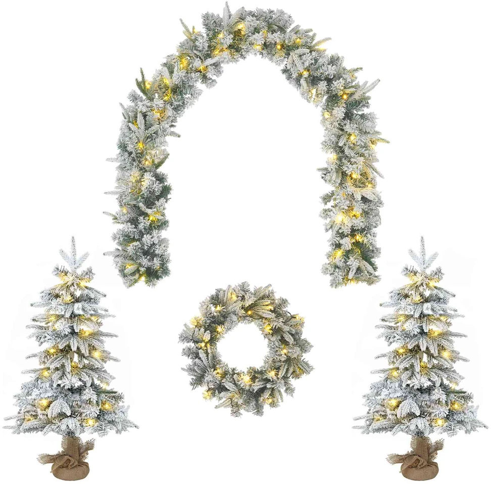Mini kalėdinių eglučių rinkinys 90 cm 175 LED Šilta balta