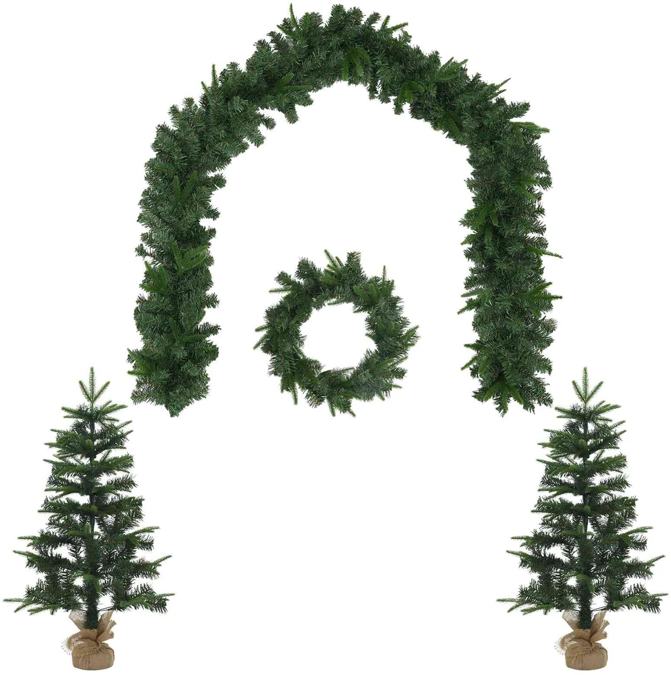 Mini kalėdinių eglučių rinkinys 90 cm PVC ir PE Žalia