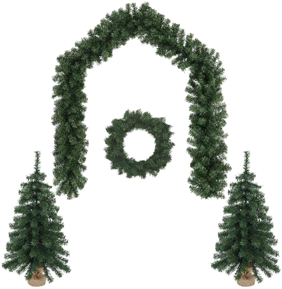Mini kalėdinių eglučių rinkinys 90 cm PVC Žalia