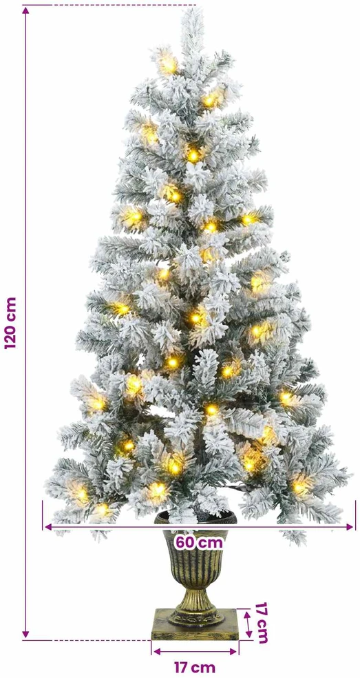 Mini apsnigta Kalėdų eglutė 120 cm 100 LED Šilta balta PVC