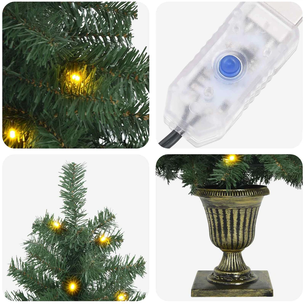 Mini Kalėdų medis 120 cm 100 LED Šilta balta PVC Žalia