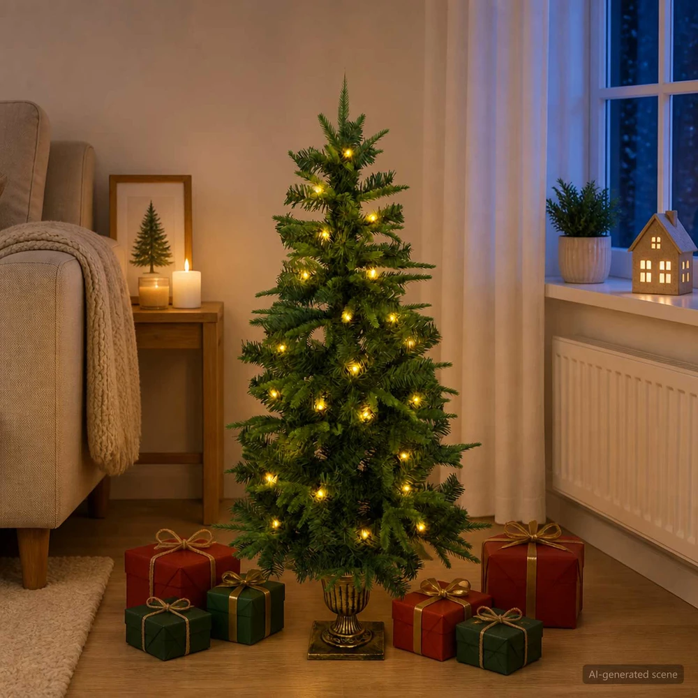 Mini Kalėdų medis 120 cm 100 LED Šilta balta PVC ir PE Žalia