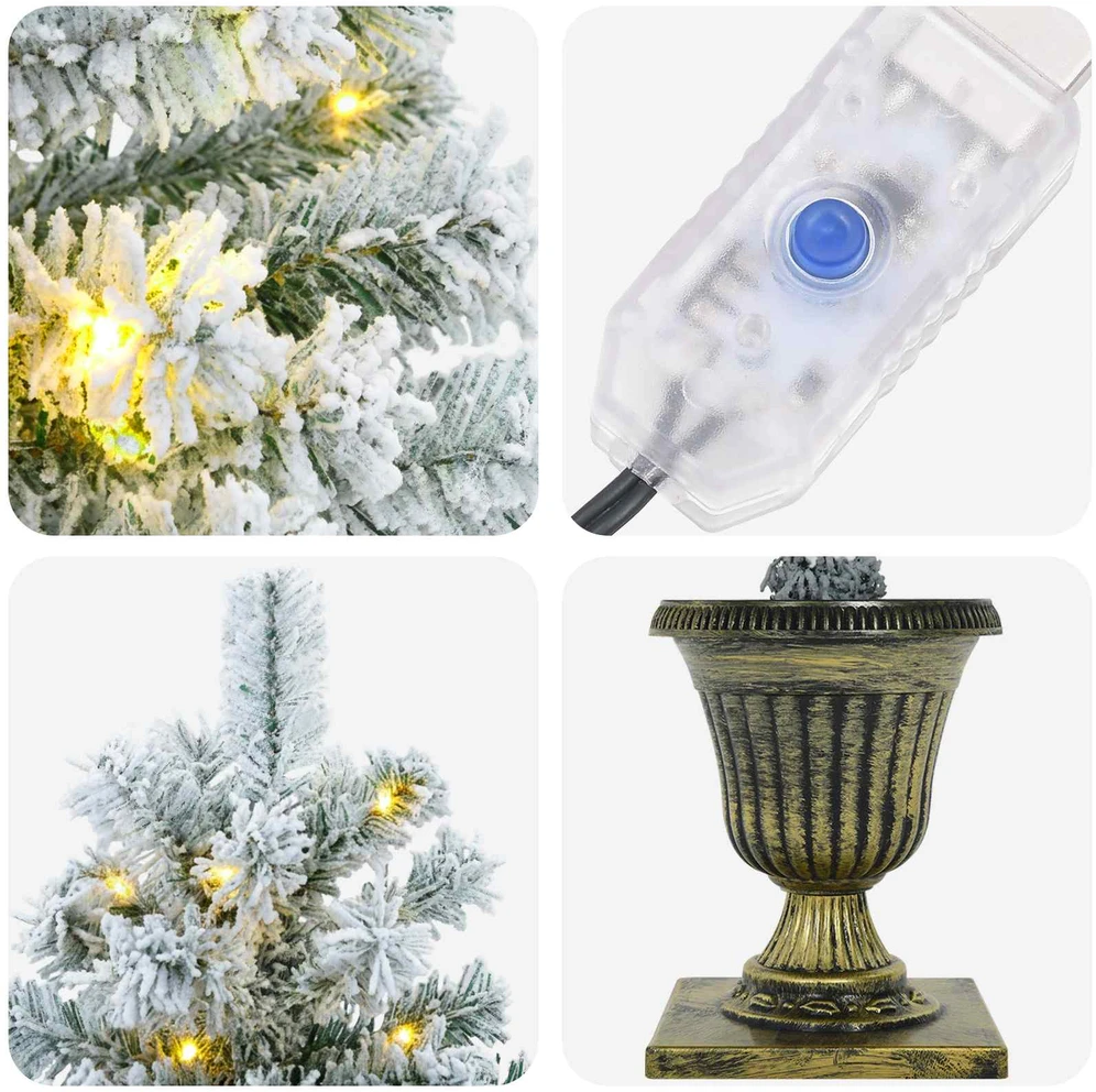 Mini apsnigta Kalėdų eglutė 120 cm 100 LED Šilta balta PVC