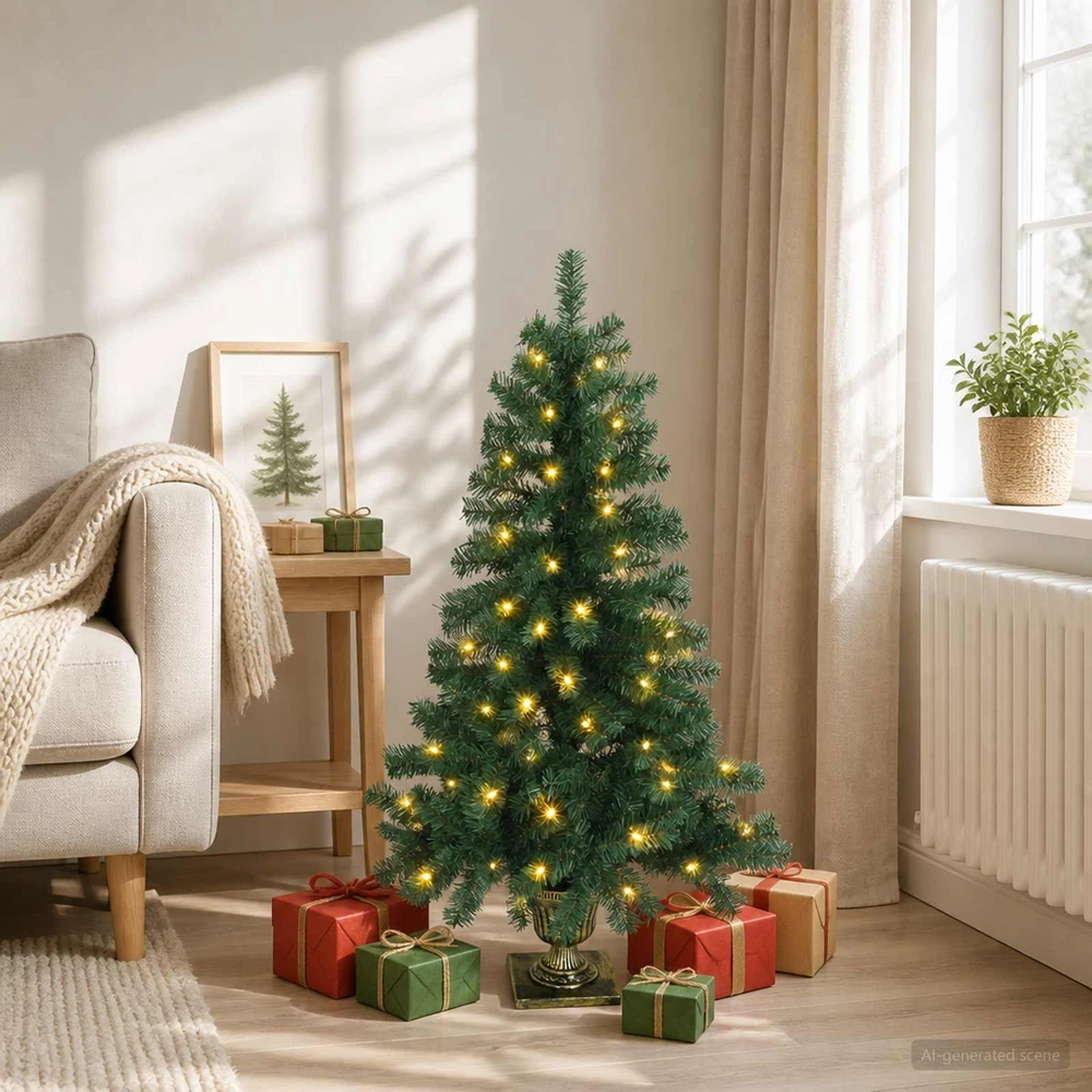 Mini Kalėdų medis 120 cm 100 LED Šilta balta PVC Žalia