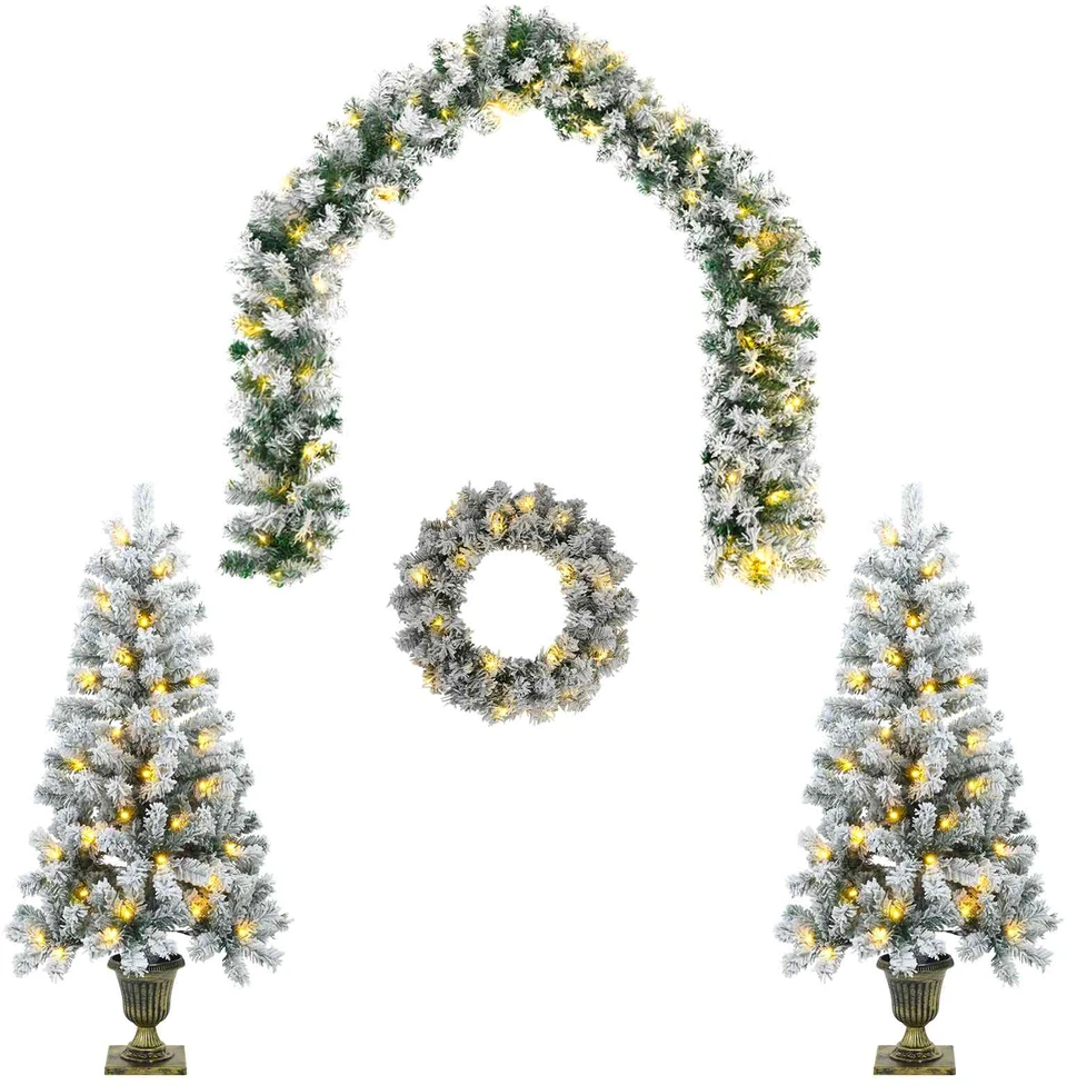 Mini kalėdinių eglučių rinkinys 120 cm 275 LED Šilta balta PVC