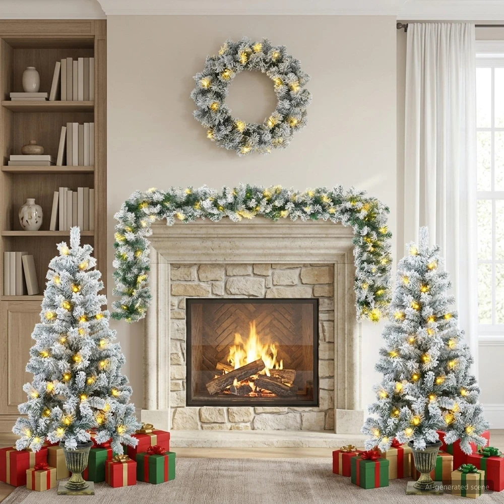 Mini kalėdinių eglučių rinkinys 120 cm 275 LED Šilta balta PVC