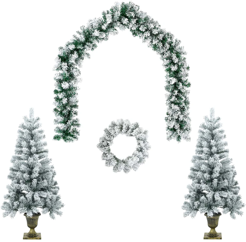 Mini kalėdinių eglučių rinkinys 120 cm PVC Žalia ir balta