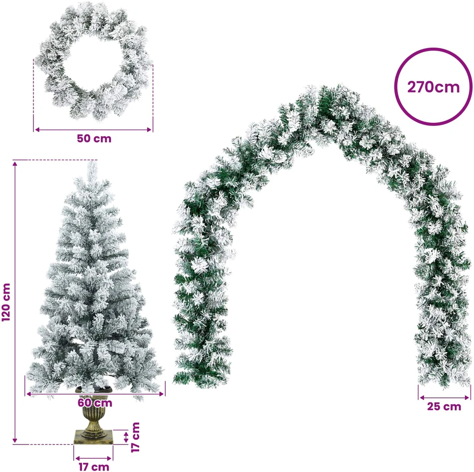 Mini kalėdinių eglučių rinkinys 120 cm PVC Žalia ir balta