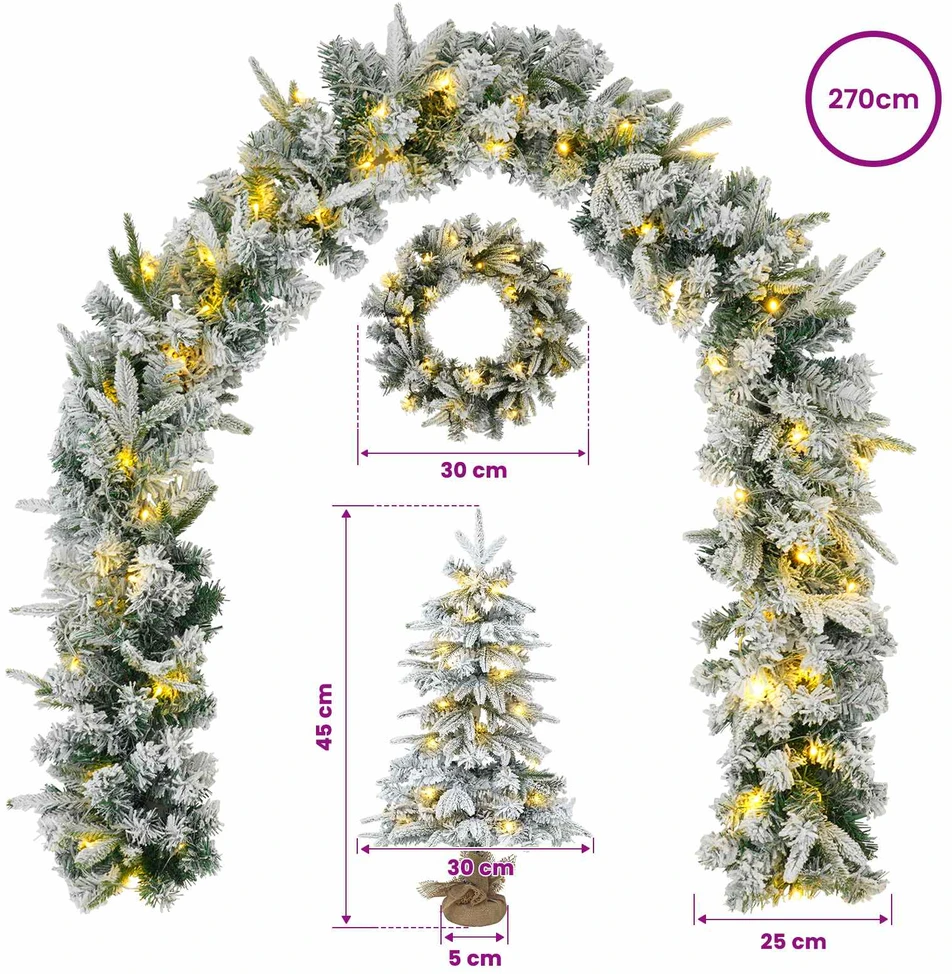 Mini Kalėdų medis 45 cm 125 LED Šilta balta PVC ir PE