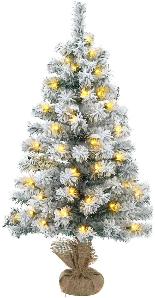 Mini Kalėdų medis 45 cm 25 LED Šilta balta PVC Žalia ir balta