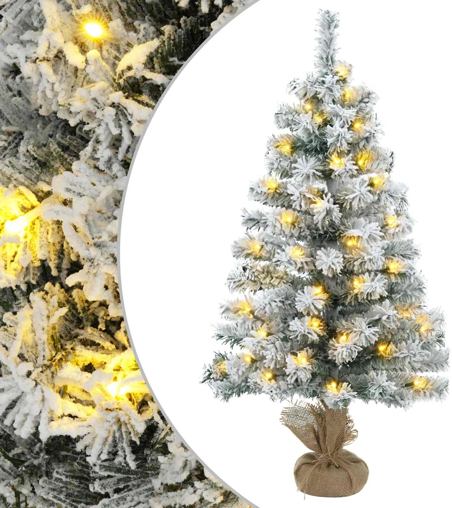 Mini Kalėdų medis 45 cm 25 LED Šilta balta PVC Žalia ir balta