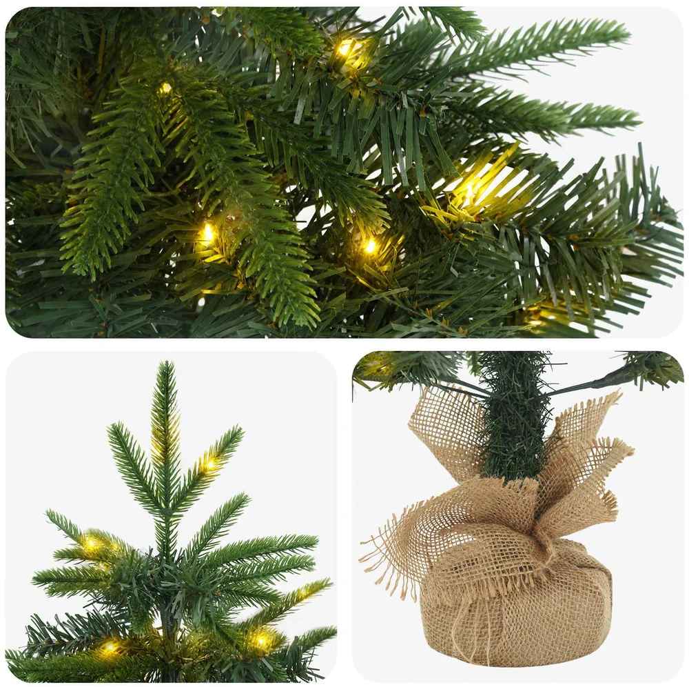 Mini Kalėdų medis 45 cm 25 LED Šilta balta PVC ir PE Žalia