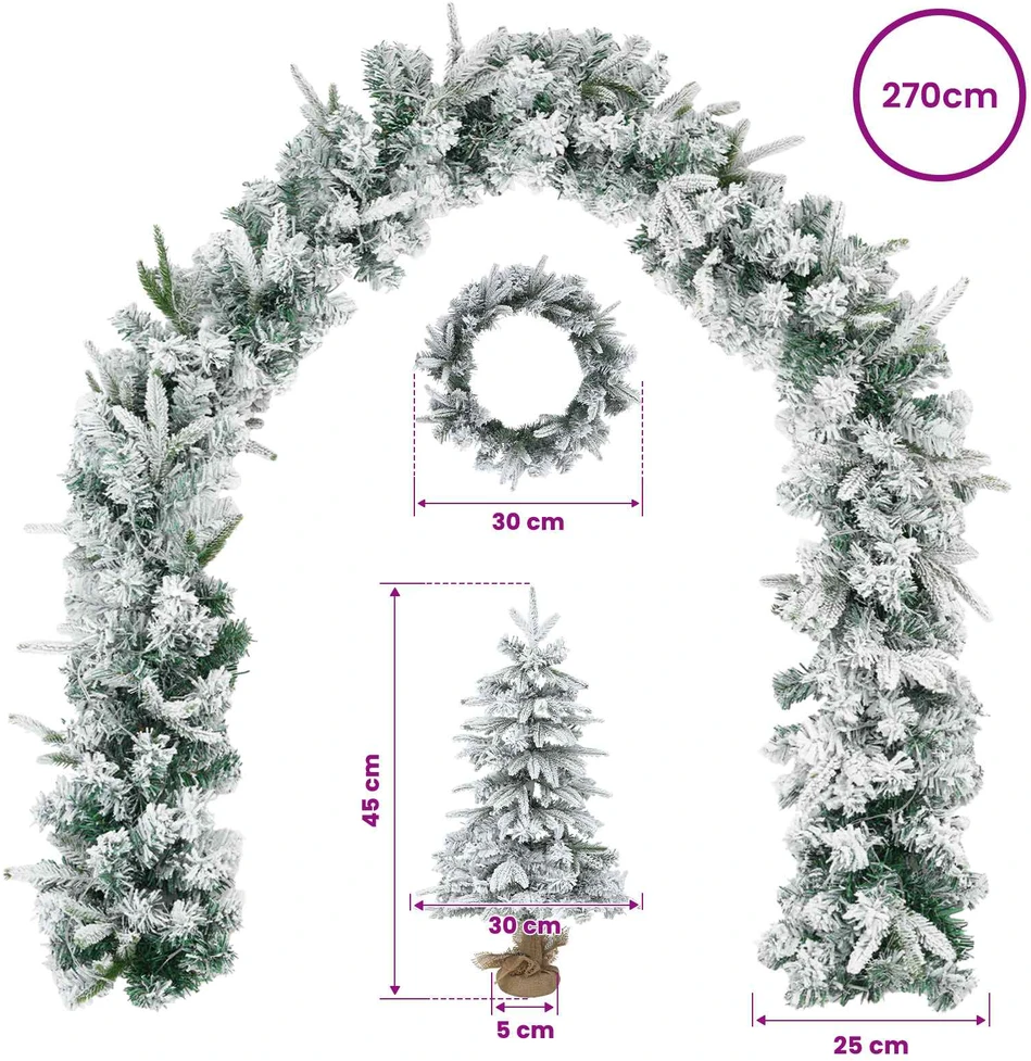 Mini Kalėdų medis 45 cm PVC ir PE Žalia ir balta