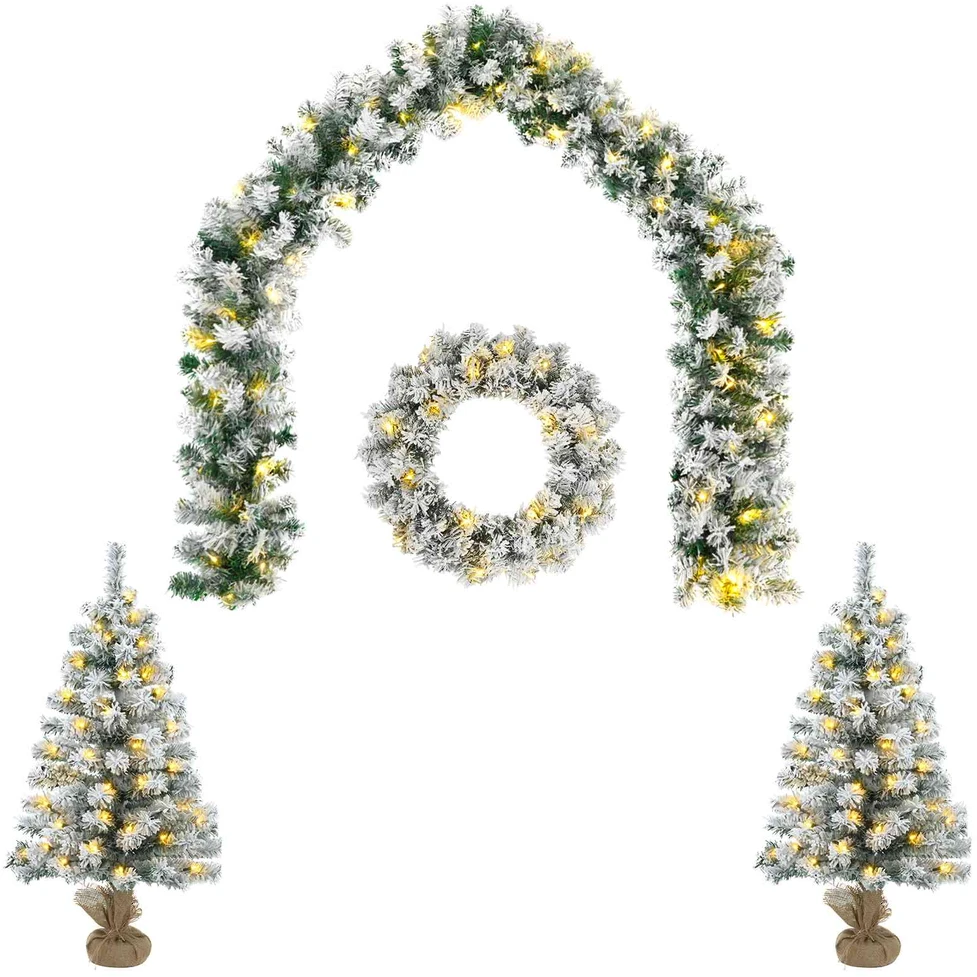 Mini kalėdinių eglučių rinkinys 60 cm 125 LED Šilta balta PVC
