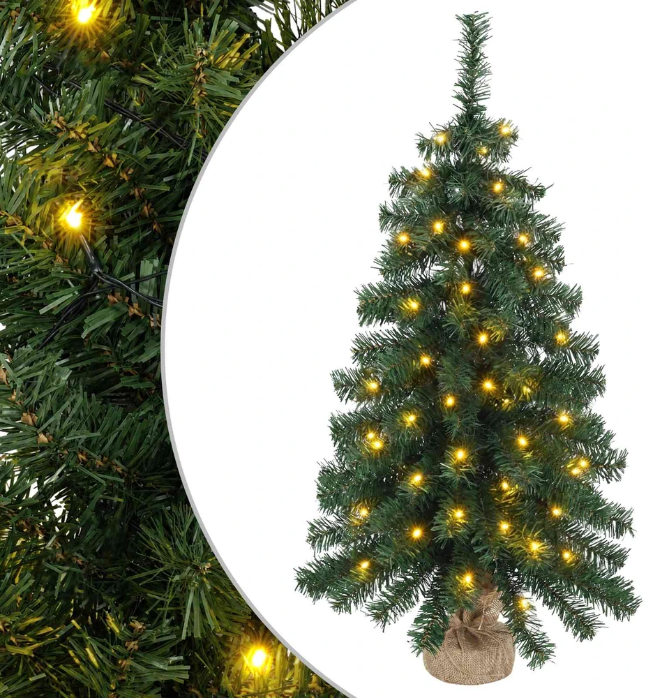 Mini Kalėdų medis 60 cm 25 LED Šilta balta PVC Žalia