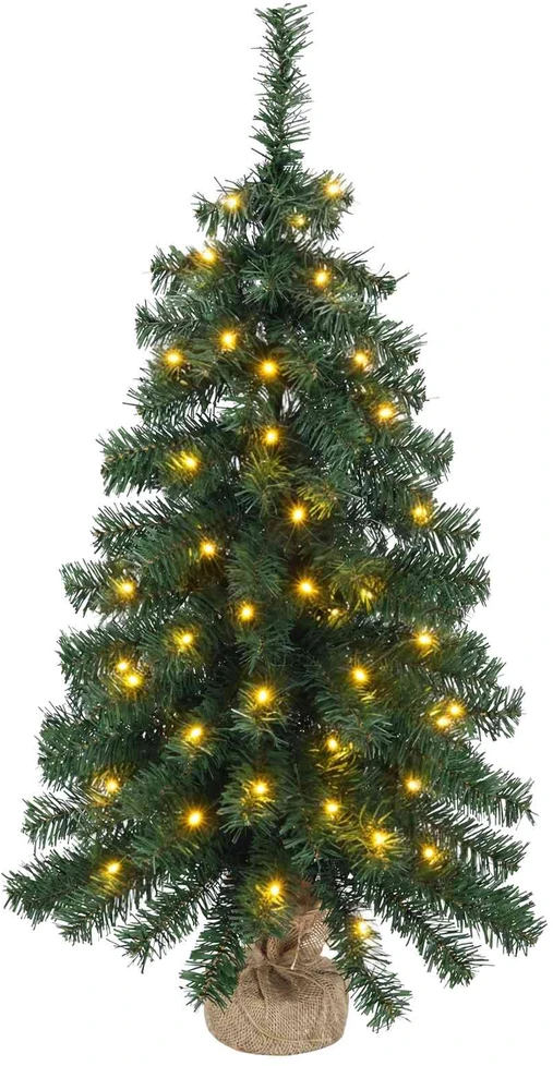Mini Kalėdų medis 60 cm 25 LED Šilta balta PVC Žalia