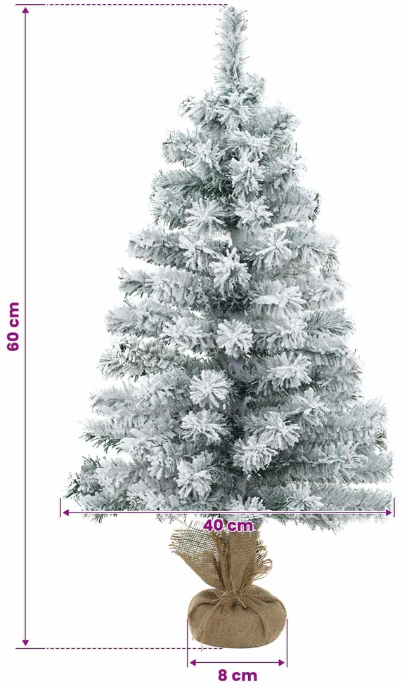 Apsnigta mini kalėdų eglutė 60 cm PVC Žalia ir balta