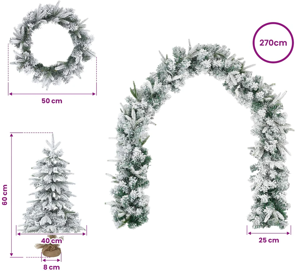 Mini Kalėdų medis 60 cm PVC ir PE Žalia ir balta
