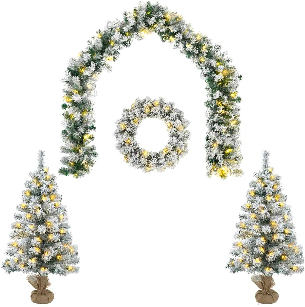 Mini kalėdinių eglučių rinkinys 90 cm 175 LED Šilta balta PVC