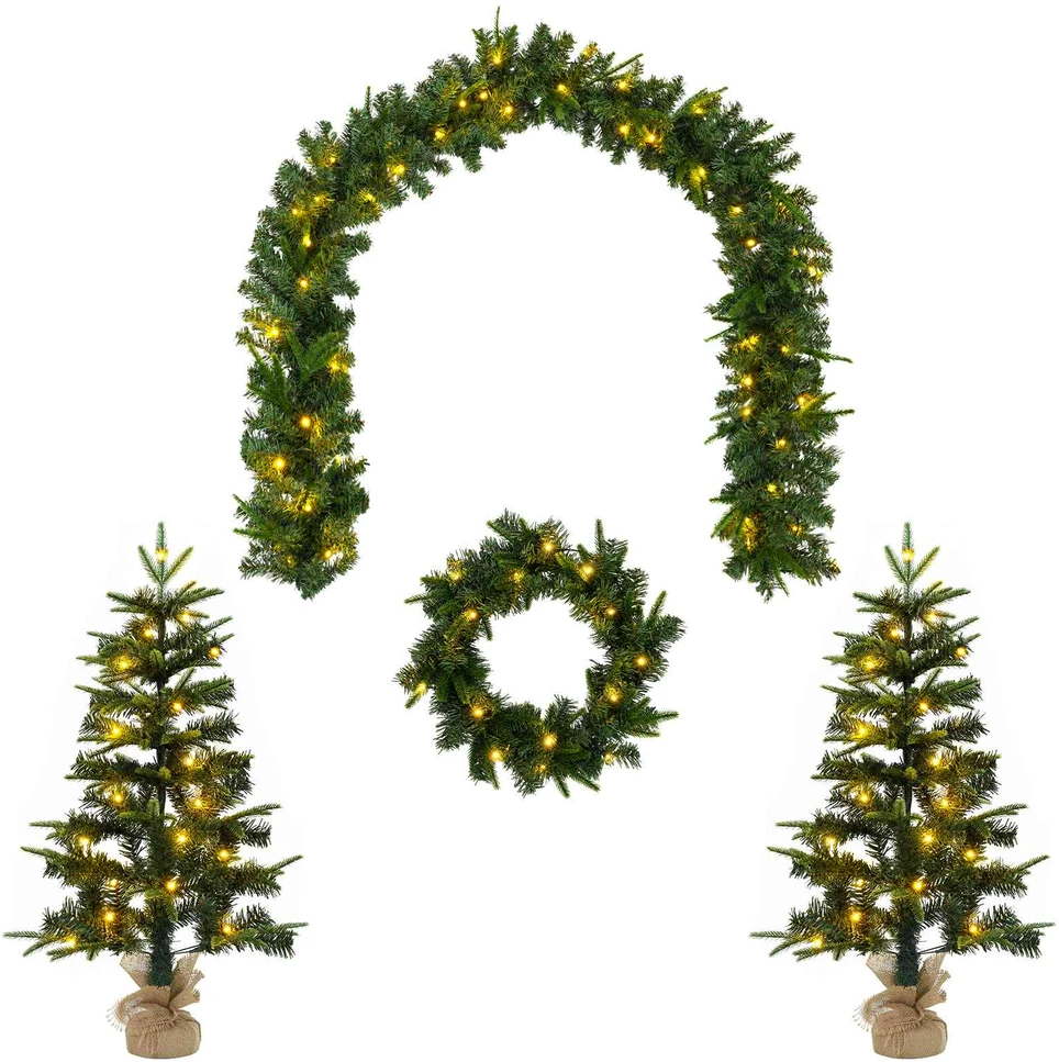 Mini Kalėdų medis 90 cm 175 LED Šilta balta PVC ir PE Žalia