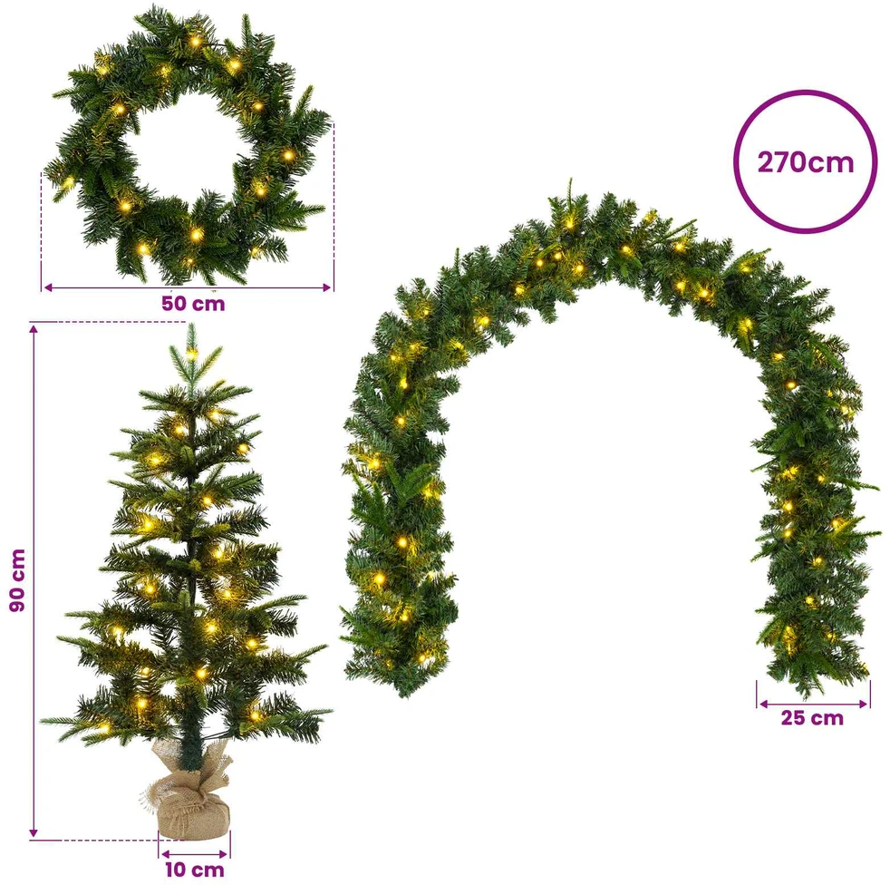 Mini Kalėdų medis 90 cm 175 LED Šilta balta PVC ir PE Žalia