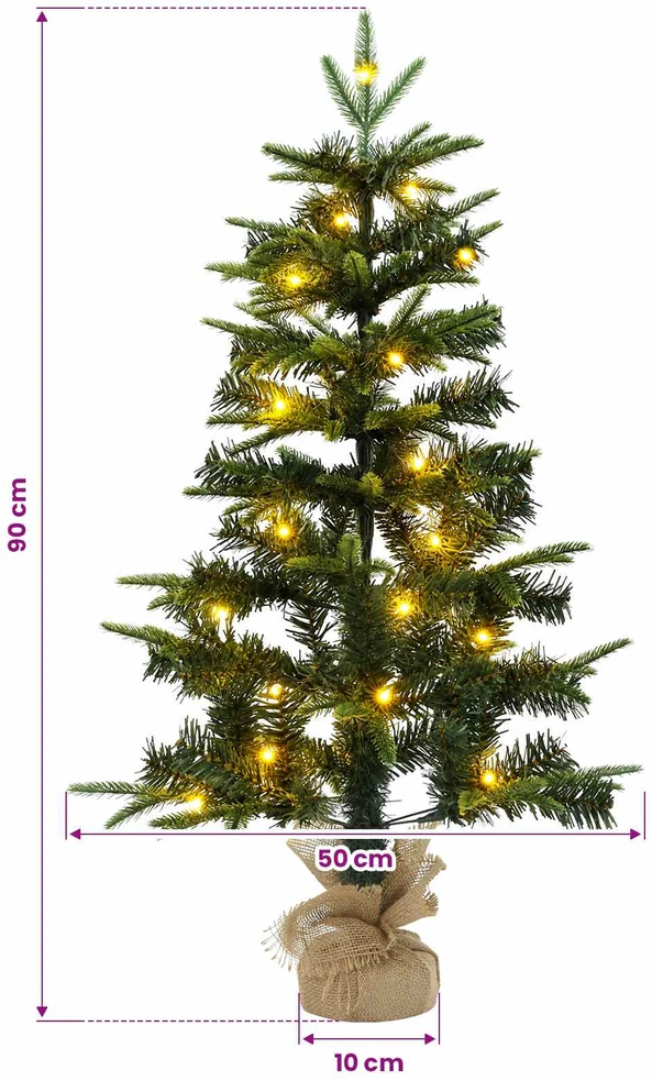 Mini Kalėdų medis 90 cm 50 LED Šilta balta PVC ir PE Žalia