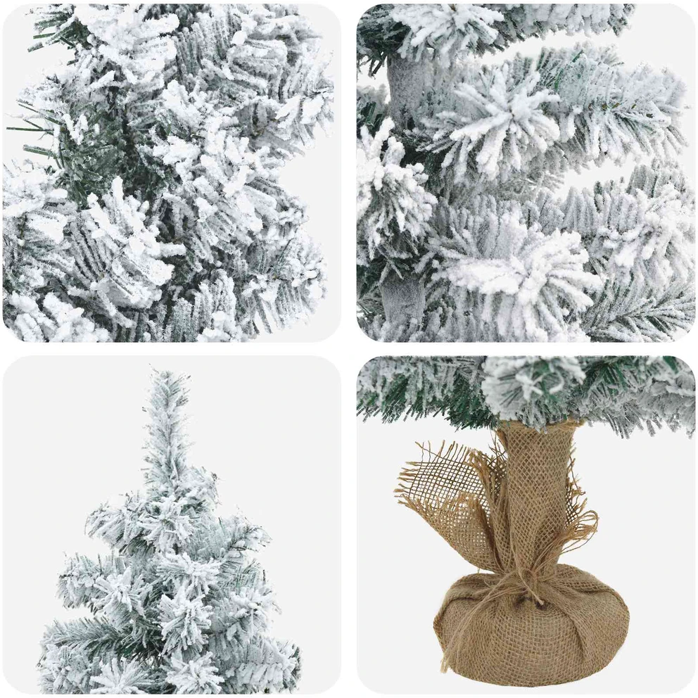 Mini kalėdinių eglučių rinkinys 90 cm PVC Žalia ir balta