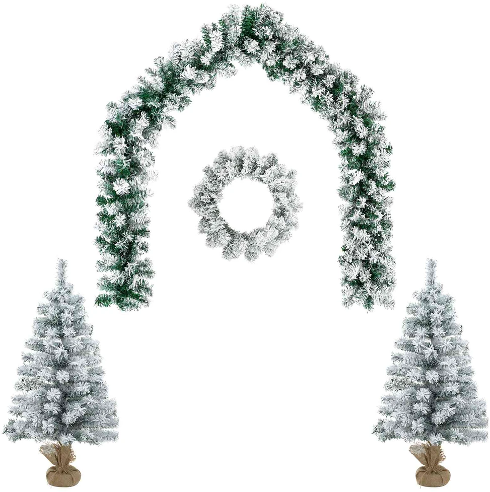Mini kalėdinių eglučių rinkinys 90 cm PVC Žalia ir balta
