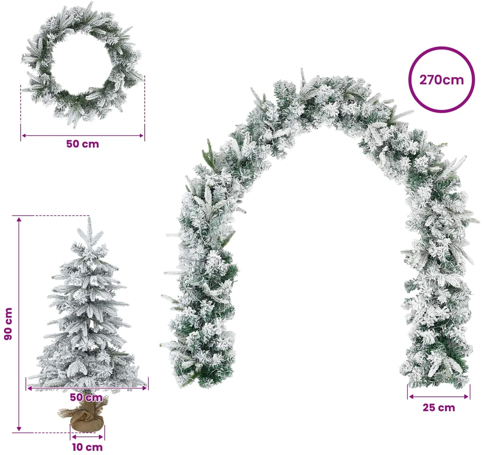 Mini Kalėdų medis 90 cm PVC ir PE Žalia ir balta
