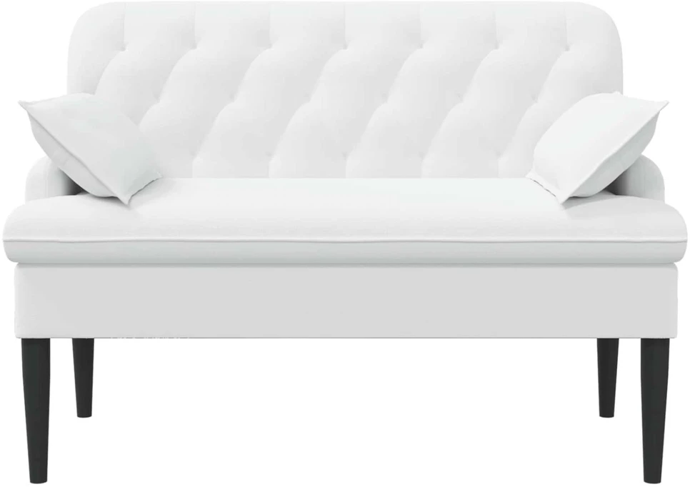 Sofa Minkštas kampas su mygtukų apmušalais Balta 111 x 68 x 80 cm