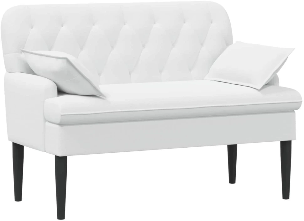 Sofa Minkštas kampas su mygtukų apmušalais Balta 111 x 68 x 80 cm
