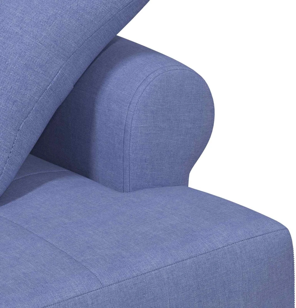 Sofa Minkštas kampas su mygtukų apmušalais Džinsinės mėlynos Audinys