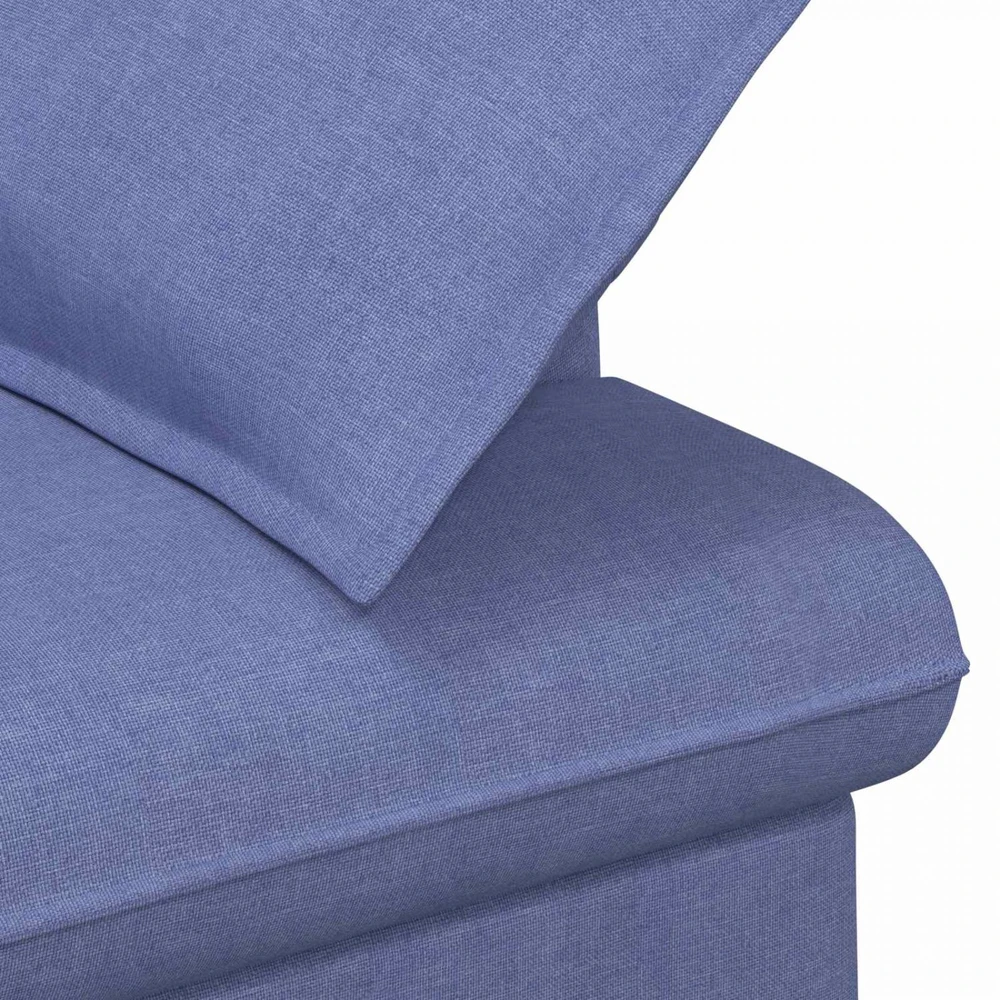 Sofa Minkštas kampas su mygtukų apmušalais Džinsinės mėlynos Audinys