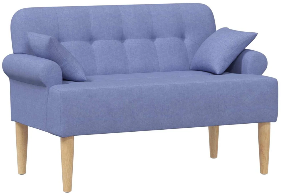 Sofa Minkštas kampas su mygtukų apmušalais Džinsinės mėlynos Audinys